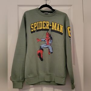 Marvel Spider-Man Men's Olive Crewneck Sweater
